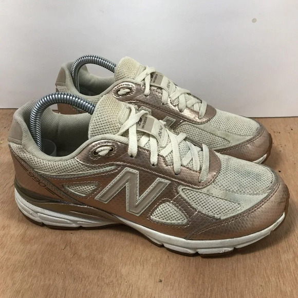 New Balance Youth 990V4 Athletic Running Shoe KJ9902kG Gold White size 6.5